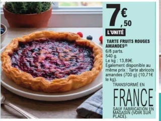 Tarte fruits rouges amandes