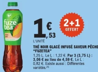 Thé noir glacé infusé saveur pêche Fuze Tea