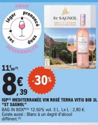 IGP MÉDITERRANÉE VIN ROSÉ TERRA VITIS BIB "ST SAGNOL"