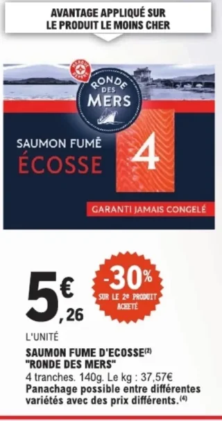 Saumon fumé d'Écosse Ronde des Mers