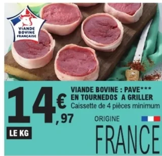 Viande Bovine : Pavé*** en tournedos à griller