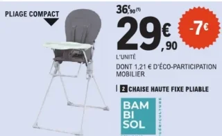 Chaise haute fixe pliable Bambisol