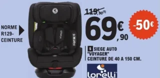 Siège Auto "Voyager" Ceinture de 40 à 150cm Lorelli