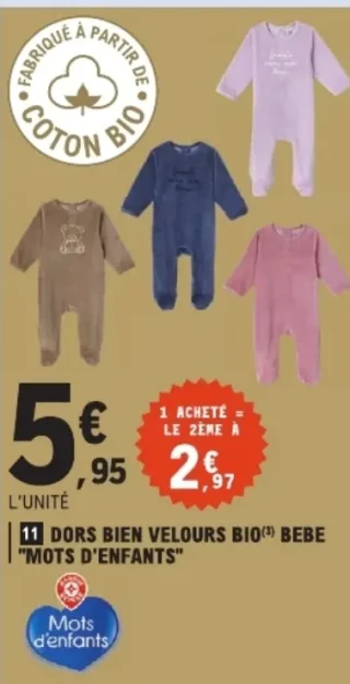 Dors bien velours bio bébé Mots d'Enfants