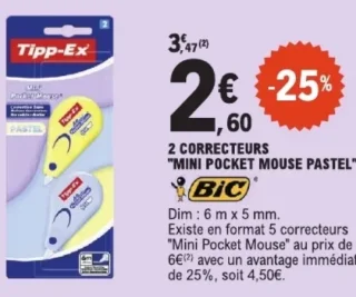 2 Correcteurs "Mini Pocket Mouse Pastel" Tipp-Ex