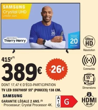 TV LED 55U7005F 55 pouces (138 cm) SAMSUNG