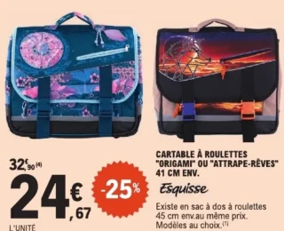 Cartable à roulettes "Origami" ou "Attrape-rêves" Esquisse