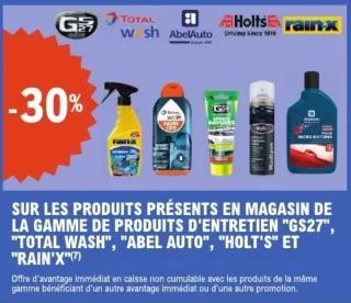 GAMME DE PRODUITS D'ENTRETIEN "GS27", "TOTAL WASH", "ABEL AUTO", "HOLT'S" ET "RAIN'X"
