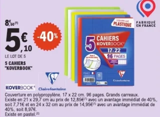 5 Cahiers "Koverbook" Clairefontaine