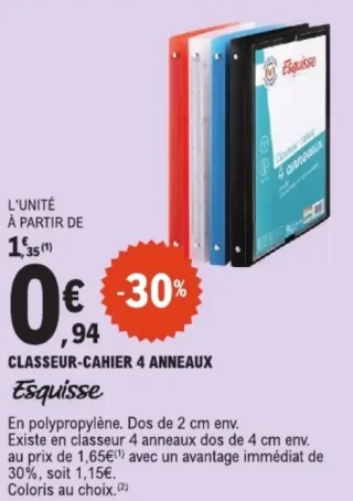 Classeur-cahier 4 anneaux Esquisse