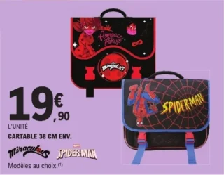 Cartable 38 cm env. Miraculous / Spider-Man