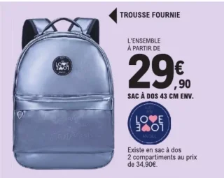 Sac à dos 43 cm env. avec trousse fournie Love Angel