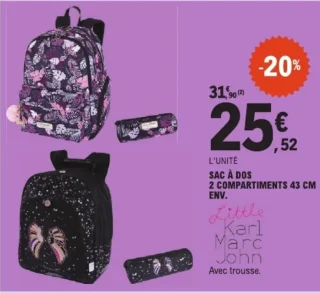Sac à dos 2 compartiments 43 cm env. Little Karl Marc John
