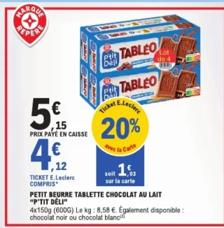 Petit Beurre Tablette Chocolat au Lait "P'TIT DÉLI"