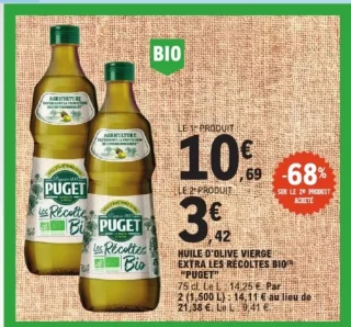 Huile d'olive vierge extra Les Récoltes Bio "PUGET"
