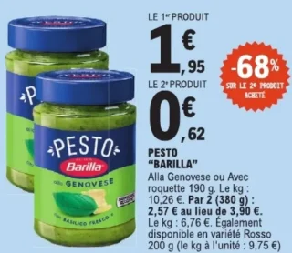 Pesto "BARILLA" Alla Genovese ou Avec roquette