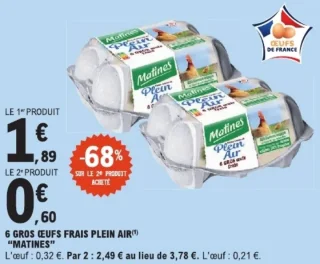 6 GROS ŒUFS FRAIS PLEIN AIR "MATINES"