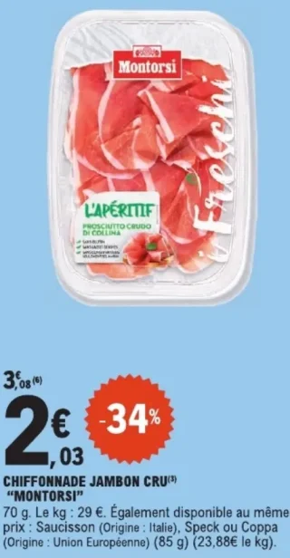 CHIFFONNADE JAMBON CRU "MONTORSI"