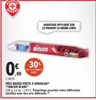 PÂTE BRISÉE PRÊTE À DÉROULER "TABLIER BLANC"