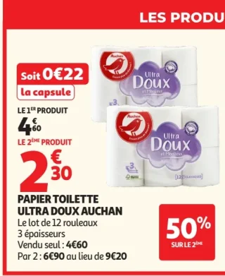 Papier toilette Ultra Doux Auchan