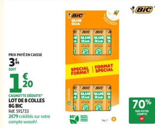 Lot de 8 colles 8g Bic Glue Stick