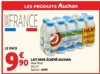 Lait Demi-Écrémé Auchan Maxi Pack