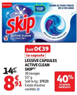 Lessive capsules Active Clean Skip