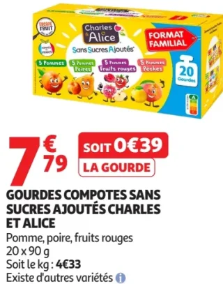 Gourdes Compotes Sans Sucres Ajoutés Charles et Alice