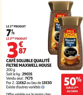 Café soluble qualité filtre Maxwell House