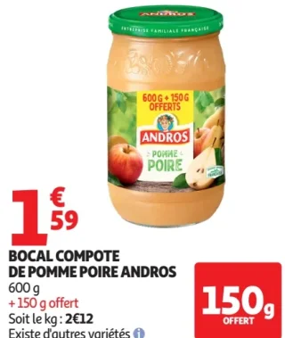 Bocal compote de pomme poire Andros