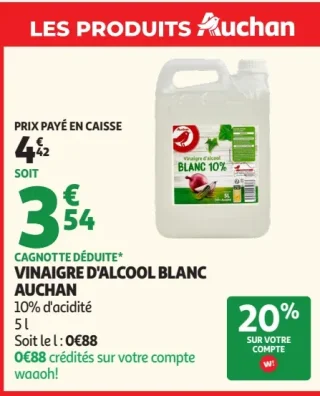 Vinaigre d'alcool blanc Auchan