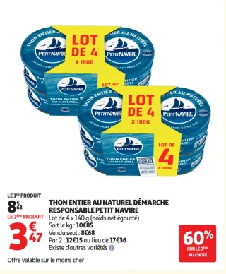 Thon entier au naturel démarche responsable Petit Navire
