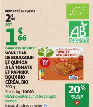Galettes de boulgour et quinoa à la tomate et paprika doux bio Céréal Bio
