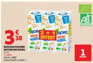 Boisson d'avoine nature bio Bjorg