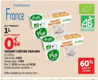 Yaourt chèvre Vrai Bio