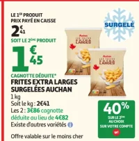 Frites extra larges surgelées Auchan
