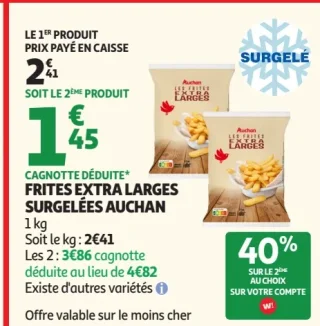 Frites extra larges surgelées Auchan
