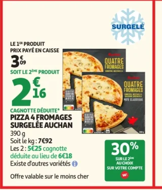 Pizza 4 fromages surgelée Auchan