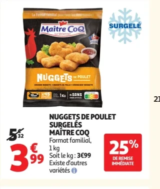 Nuggets de poulet surgelés Maître Coq