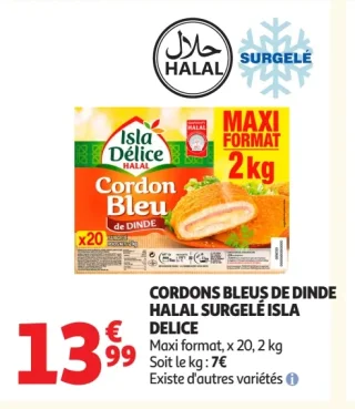 Cordons bleus de dinde Halal surgelé Isla Délice