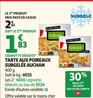 Tarte aux poireaux surgelée Auchan