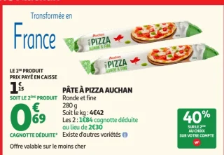 PÂTE À PIZZA AUCHAN Ronde et fine