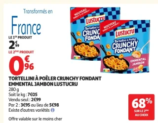 TORTELLINI À POÊLER CRUNCHY FONDANT EMMENTAL JAMBON LUSTUCRU