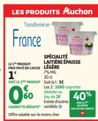 Spécialité laitière épaisse légère 7% MG Auchan
