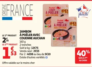 Jambon à poêler avec couenne Auchan