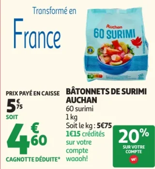 Bâtonnets de surimi Auchan