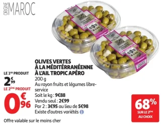 Olives vertes à la méditerranéenne à l'ail Tropic Apéro