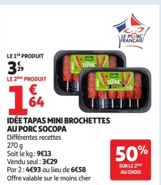 Idée tapas mini brochettes au porc Socopa