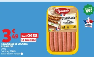 6 Saucisses de Volaille Le Gaulois