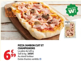 Pizza jambon cuit et champignons